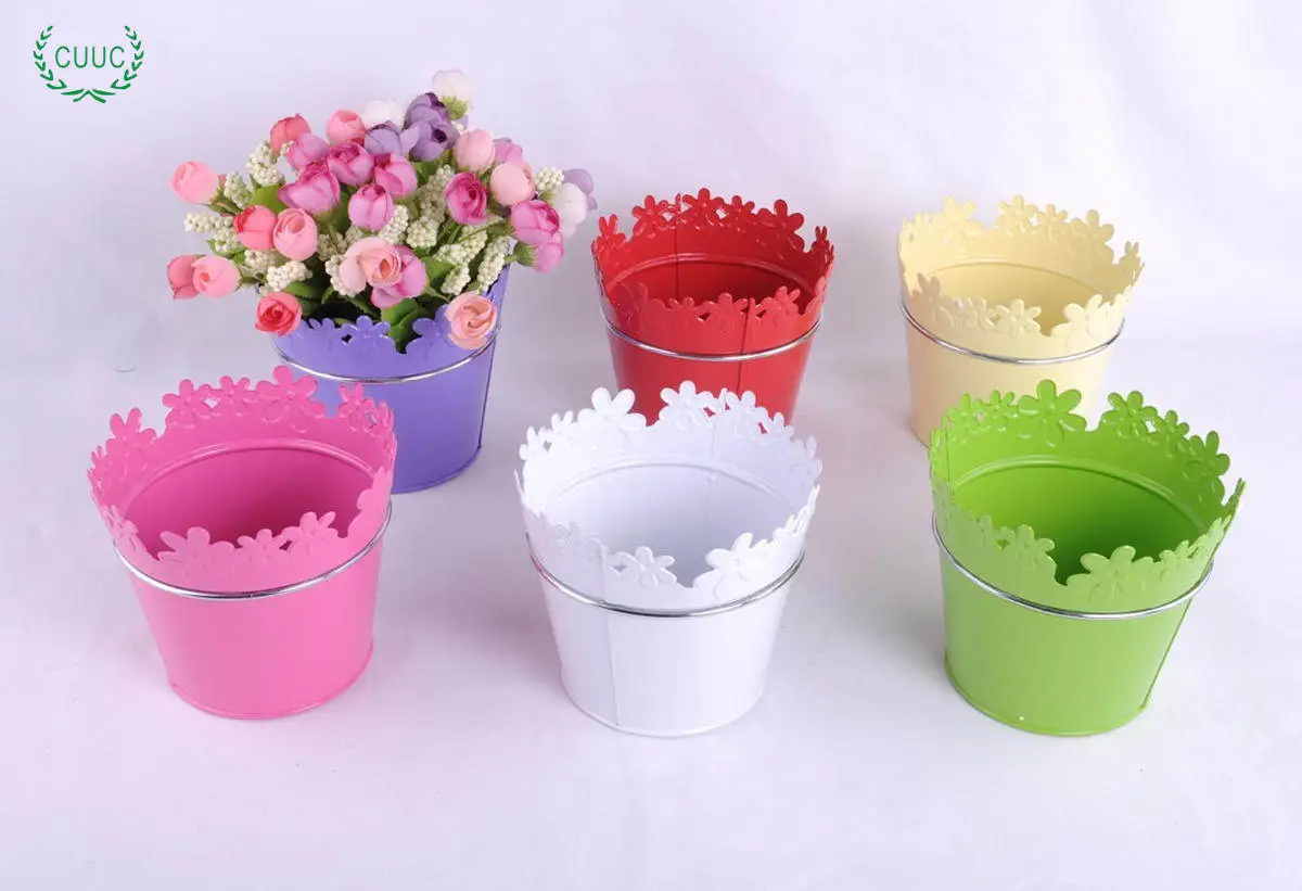 galvanized plant pots